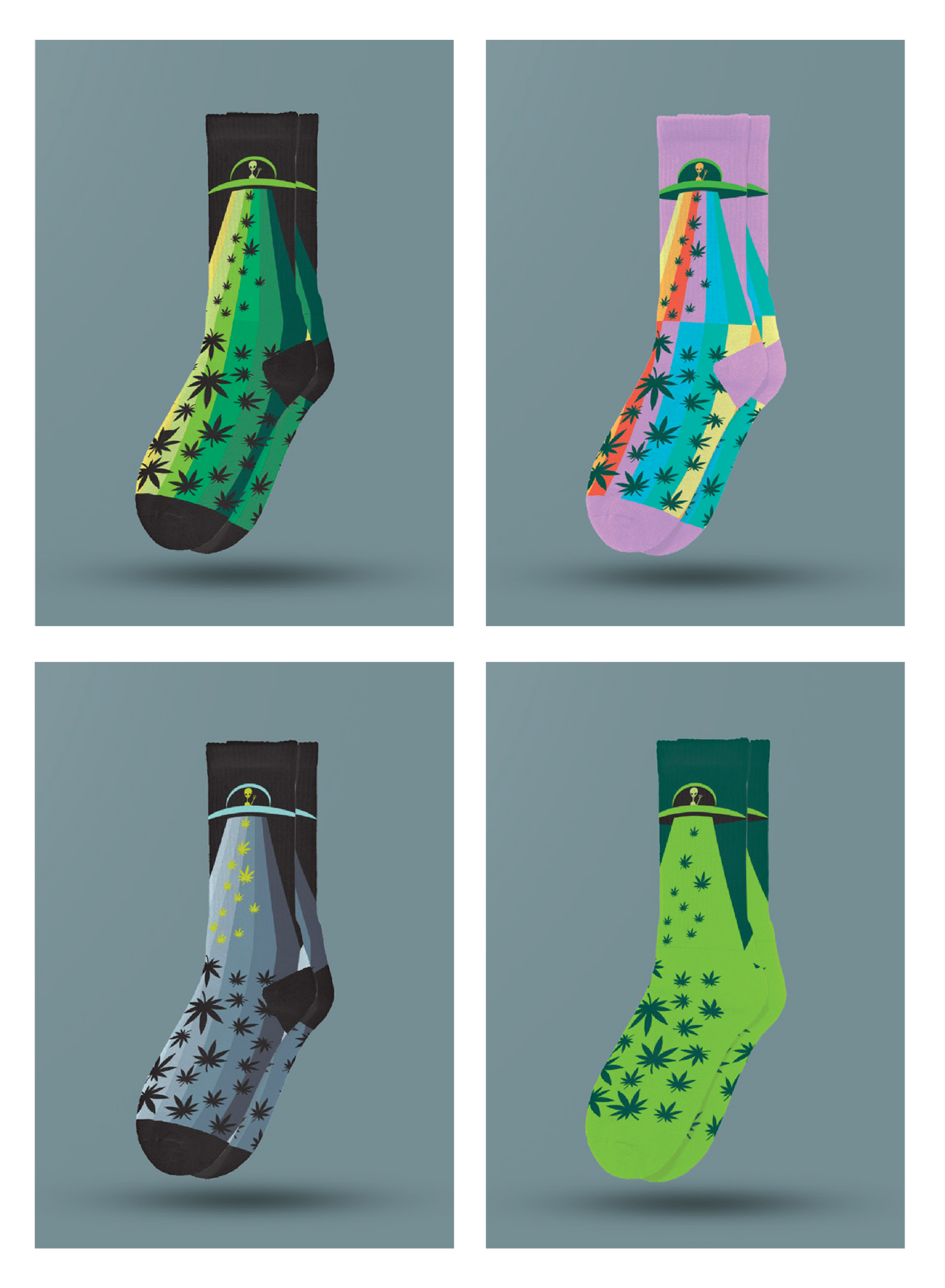 4-style Alien Trippies Socks - M21