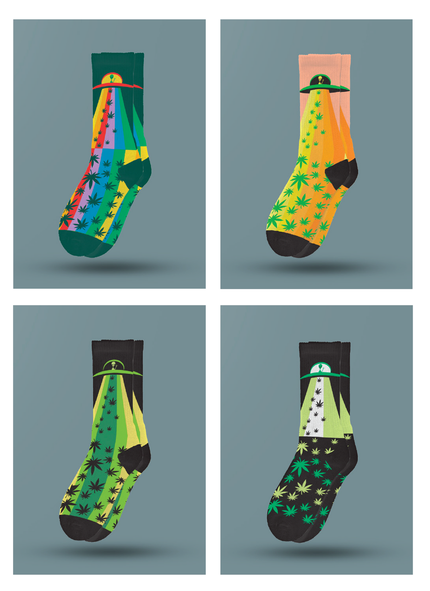 4-style Alien Trippies Socks - M22
