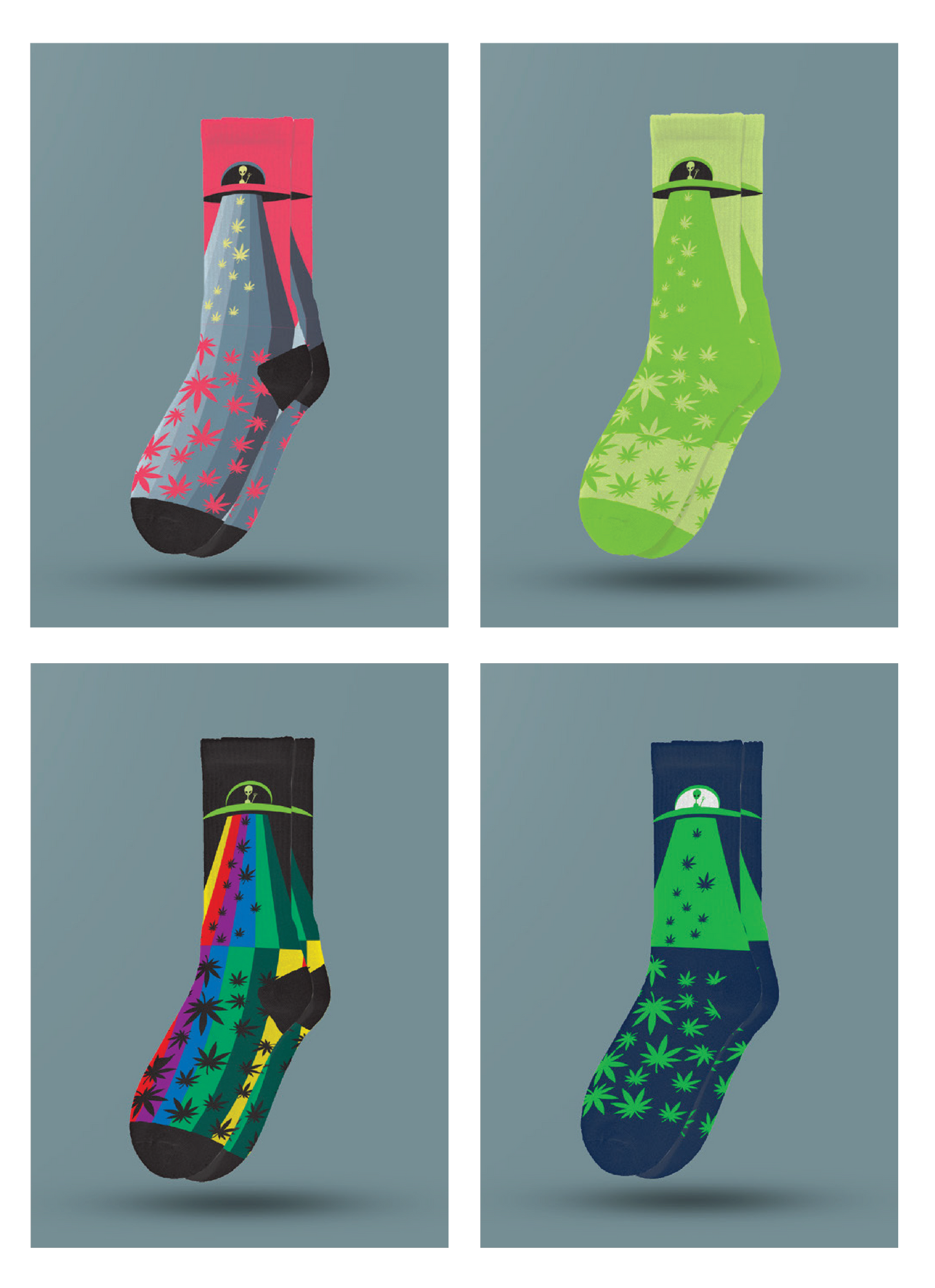 4-style Alien Trippies Socks - M9
